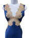 Rixo Size XXS Blue & Taupe Polyester Sleeveless Lace Detail Double V neck Dress Blue & Taupe / XXS