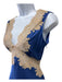 Rixo Size XXS Blue & Taupe Polyester Sleeveless Lace Detail Double V neck Dress Blue & Taupe / XXS