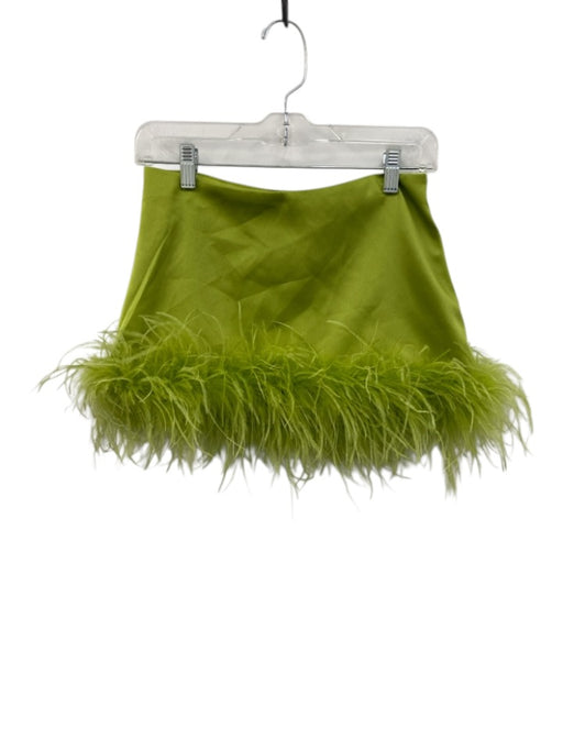 Naked Wardrobe Size XS Light Green Polyester Feather Trim Mini Skirt Light Green / XS