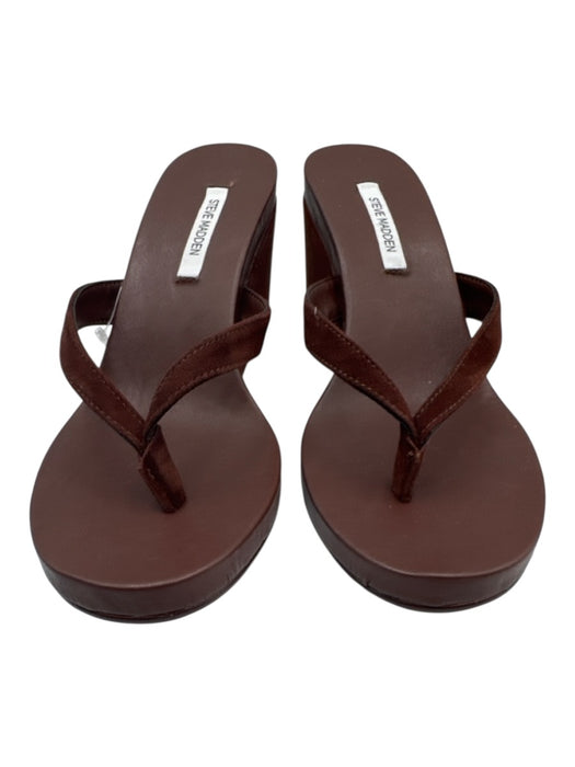 Steve Madden Shoe Size 6.5 Brown Suede & Leather Thong Wedge Heels Brown / 6.5
