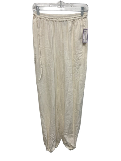 Steve Madden Size XS White Linen Blend Elastic Waist Elastic Ankle Pockets Pants White / XS
