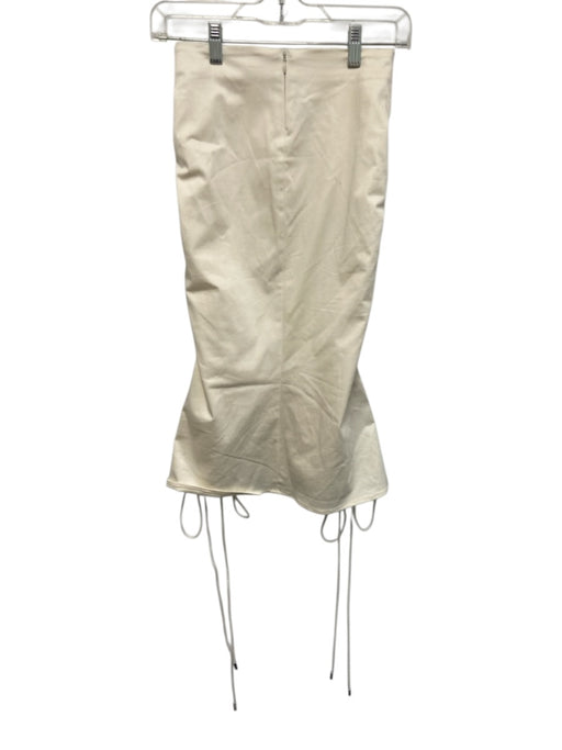 Camila Coelho Size XXS Cream Cotton Blend Lace Up Detail Zip Back Mini Dress Cream / XXS