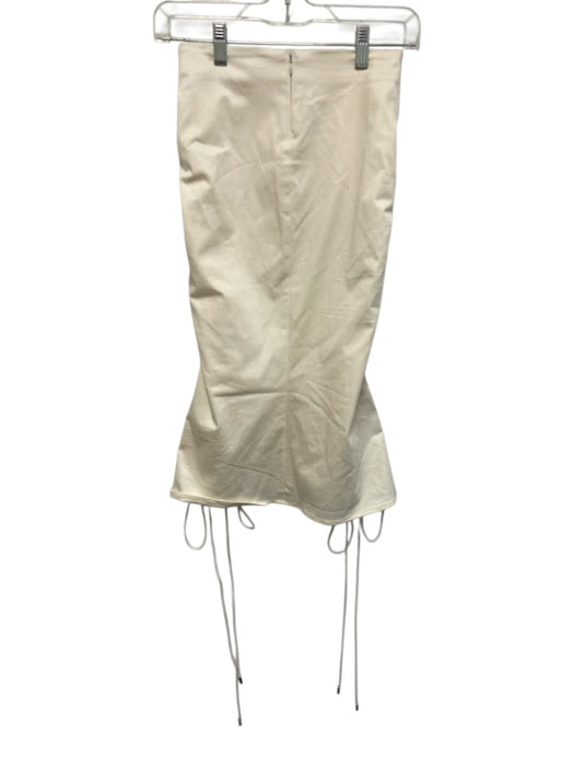 Camila Coelho Size XXS Cream Cotton Blend Lace Up Detail Zip Back Mini Dress Cream / XXS