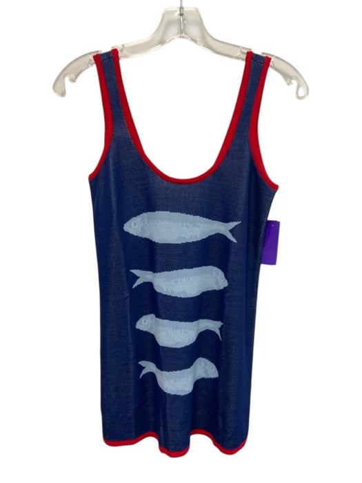 Show Me Your Mumu Size XS Navy & Red Viscose Blend Printed Sleeveless Dress Navy & Red / XS