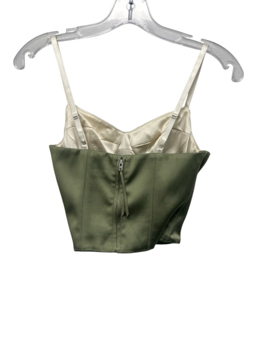 Ten Aritzia Size 00 Green & Cream Poly Blend Zip Back Top Green & Cream / 00