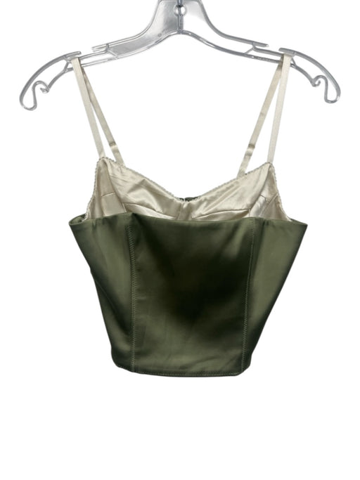 Ten Aritzia Size 00 Green & Cream Poly Blend Zip Back Top Green & Cream / 00