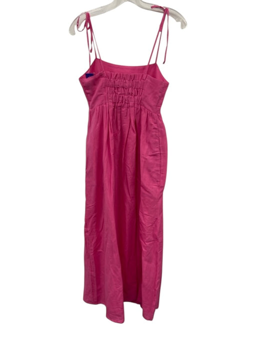 Beach Riot Size XS Pink Cotton Blend Square Neck Tie Shoulder Solid Maxi Dress Pink / XS