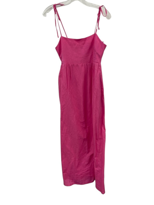 Beach Riot Size XS Pink Cotton Blend Square Neck Tie Shoulder Solid Maxi Dress Pink / XS