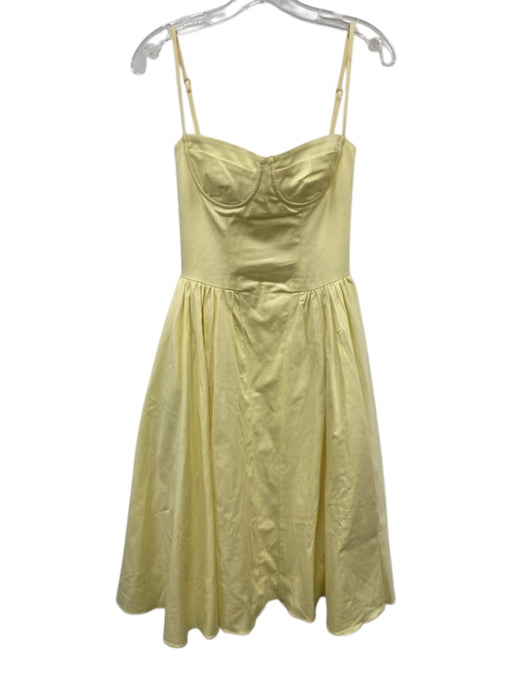 Oh Pretty Size XS Pastel Yellow Cotton Blend Adjustable Strap Corset Midi Dress Pastel Yellow / XS