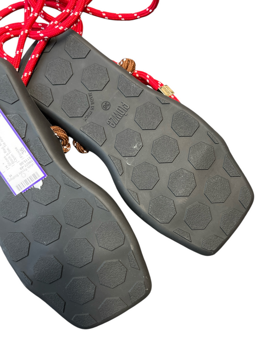 Flowze Shoe Size 36 Black & Red Manmade Material Rope Open Toe Tie Around Shoes Black & Red / 36