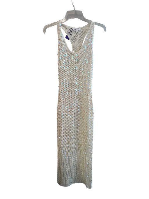 Superdown Size XS White Acrylic Knit Sequin Sleeveless Scoop neck Dress White / XS