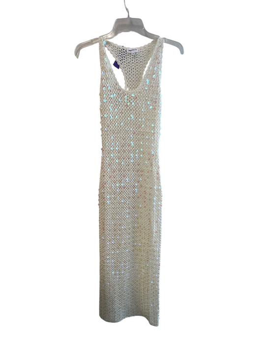 Superdown Size XS White Acrylic Knit Sequin Sleeveless Scoop neck Dress White / XS