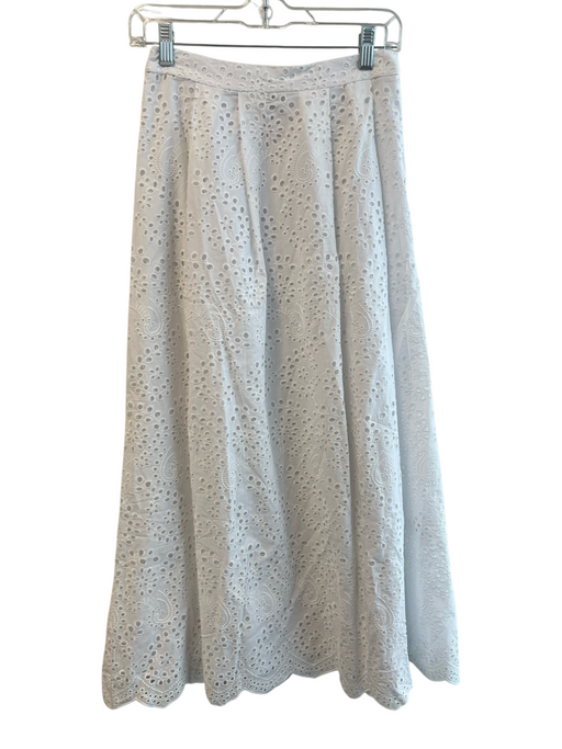 OPT Size 0 White Cotton Side Zip Lace Overlay Maxi Below knee Skirt White / 0
