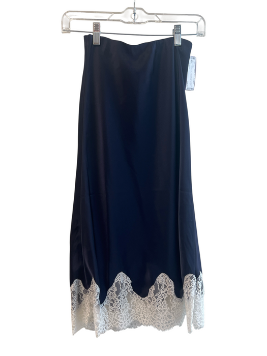 Wilfred Size 2 Navy & white Triacetate Elastic Waist Lace Trim Maxi Skirt Navy & white / 2