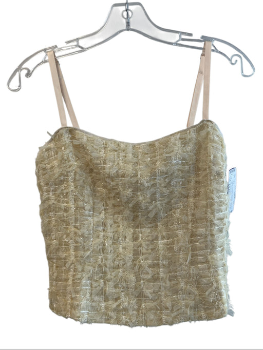 OW Collection Size Est XS Yellow Polyester Spaghetti Strap Back Zip Cropped Top Yellow / Est XS