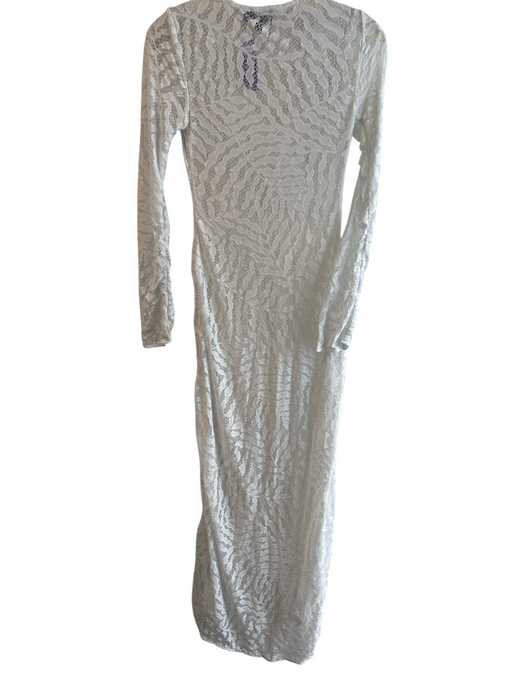 Michael Costello Size XXS White Nylon Long Sleeve Lace Front Tie Long Cardigan White / XXS