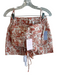 V. Chapman Size Mixed Cream & Red Cotton Spaghetti Strap Lace Up Short Set Cream & Red / Mixed