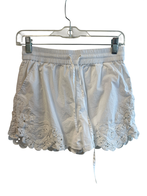 Veronica Beard Size XS White Cotton Elastic Drawstring Waist Front Pocket Shorts White / XS