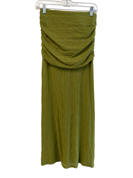 Hello Molly Size 2 Green Polyester Back Zip Gathered Side Maxi Back Slit Skirt Green / 2