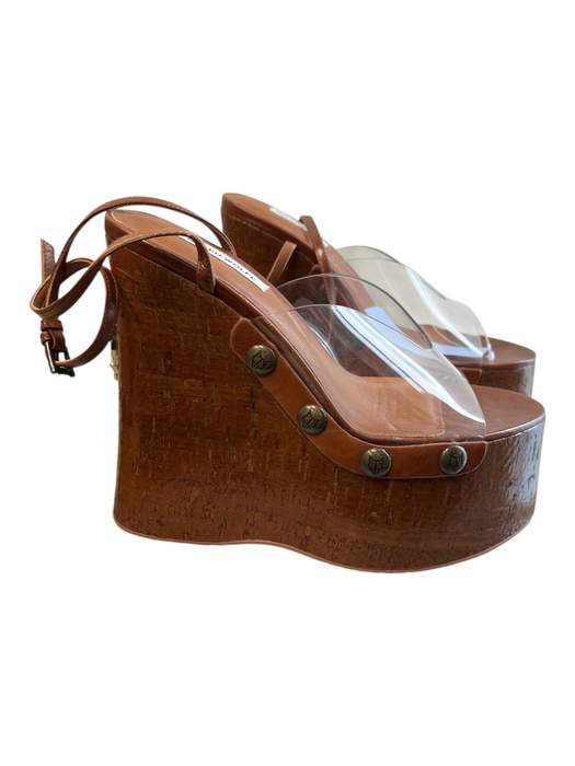Naked Wolfe Shoe Size 37 Brown Leather & Manmade open toe vinyl accent Shoes Brown / 37