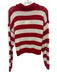 Good American Size XS Red & White Cotton Blend Knit Stripe pocket Henley Sweater Red & White / XS
