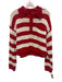 Good American Size XS Red & White Cotton Blend Knit Stripe pocket Henley Sweater Red & White / XS