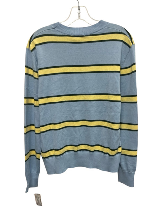 CAARA Size XS Blue, Yellow, Green Cotton Ribbed Trim Stripe Crewneck Sweater Blue, Yellow, Green / XS