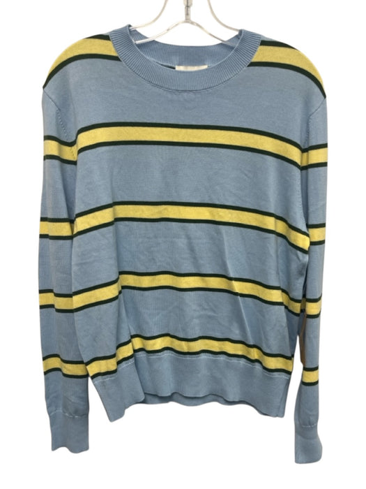 CAARA Size XS Blue, Yellow, Green Cotton Ribbed Trim Stripe Crewneck Sweater Blue, Yellow, Green / XS