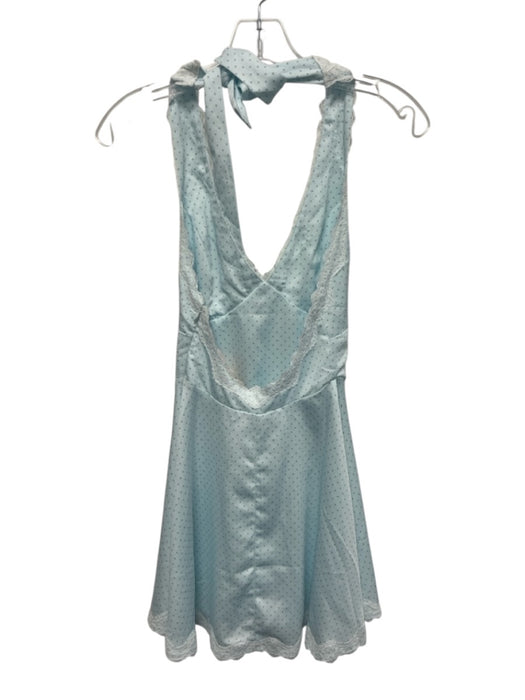 Frankies Bikinis Size XXS Light blue & white Polyester Lace Trim Polka Dot Dress Light blue & white / XXS