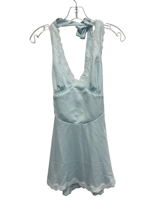 Frankies Bikinis Size XXS Light blue & white Polyester Lace Trim Polka Dot Dress Light blue & white / XXS