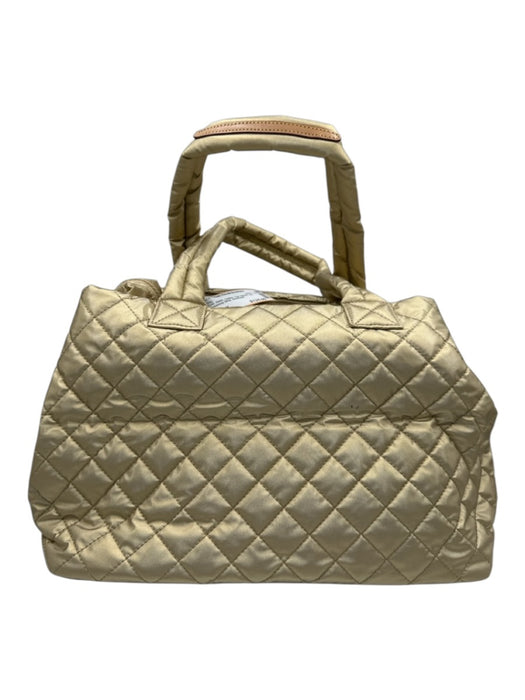 MZ Wallace Gold Nylon Quilted Top Handle Zip Crossbody Strap Bag Gold / M
