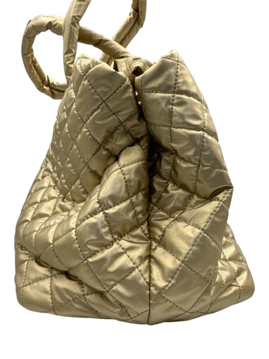 MZ Wallace Gold Nylon Quilted Top Handle Zip Crossbody Strap Bag Gold / M