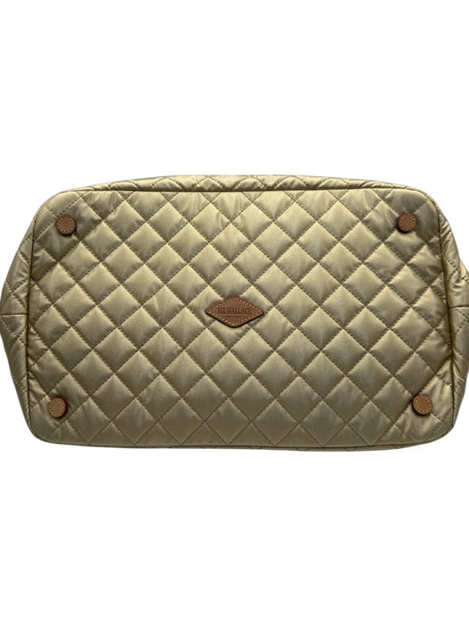 MZ Wallace Gold Nylon Quilted Top Handle Zip Crossbody Strap Bag Gold / M