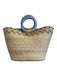 Tipsy Threads Beige, Blue, Green Straw Embroidered Woven circle handles Bag Beige, Blue, Green / M