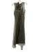CAARA Size XS Olive Green Polyester Sheer Overlay Slip Inc Neck Tie Dress Olive Green / XS