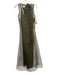 CAARA Size XS Olive Green Polyester Sheer Overlay Slip Inc Neck Tie Dress Olive Green / XS