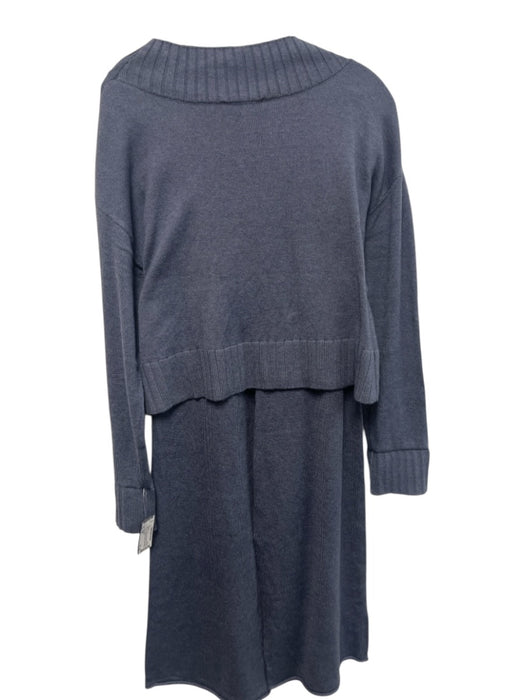 Splendid Size XS Blue Gray Cotton Blend Rib Knit V Neck Long Sleeve Pant Set Blue Gray / XS