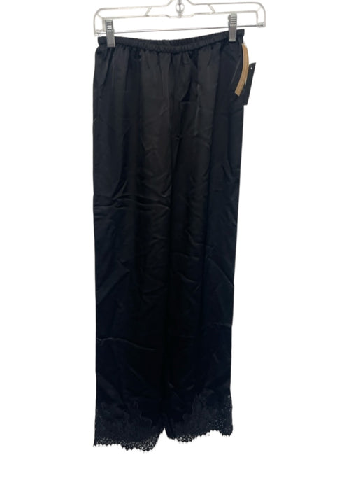 Sorella Size XS Black Polyester Blend Satin Elastic Waist Lace Detail Pants Black / XS