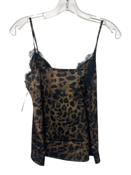 The Noli Shop Size XS Black & Tan Polyester Spaghetti Strap Tiger Print Cami Top Black & Tan / XS