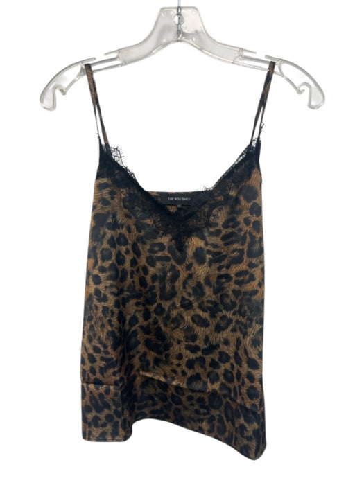 The Noli Shop Size XS Black & Tan Polyester Spaghetti Strap Tiger Print Cami Top Black & Tan / XS