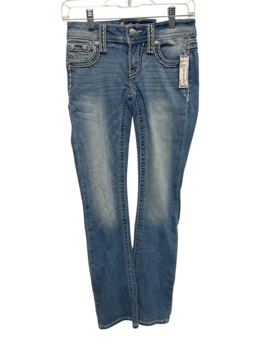 Miss Me Size 23 Light Wash Cotton Denim Low Rise Top stitch Faded Boot Jeans Light Wash / 23