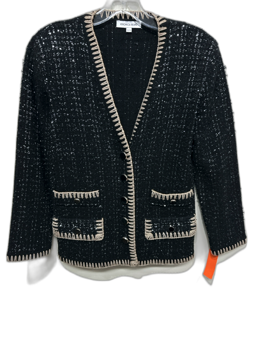 Veronica Beard Size XS Black & Beige Viscose & Polyester Tweed Metallic Jacket Black & Beige / XS