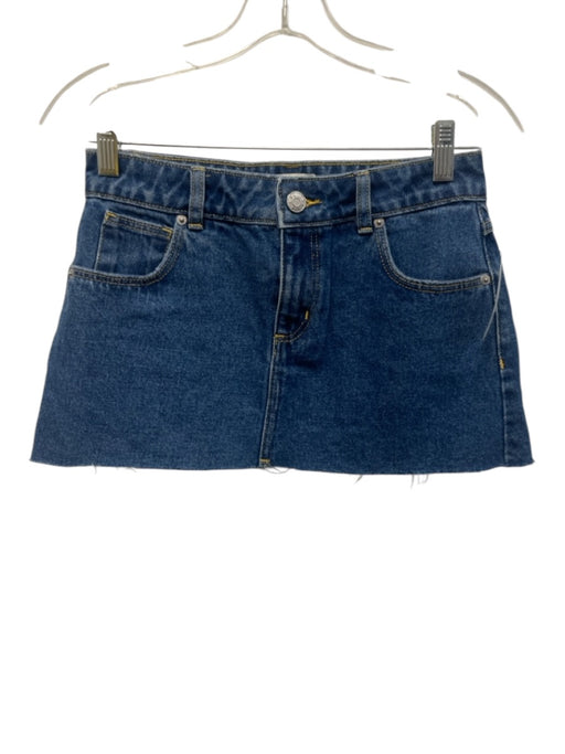 Dairy Boy Size 24 Med Wash Cotton Denim Zip & Button Contrast Stitch Skirt Med Wash / 24
