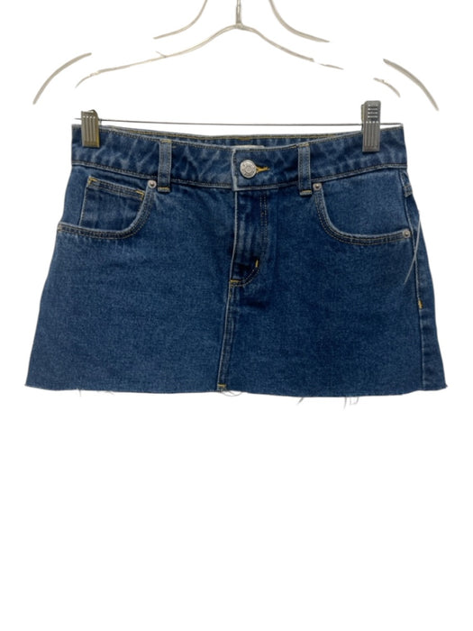 Dairy Boy Size 24 Med Wash Cotton Denim Zip & Button Contrast Stitch Skirt Med Wash / 24
