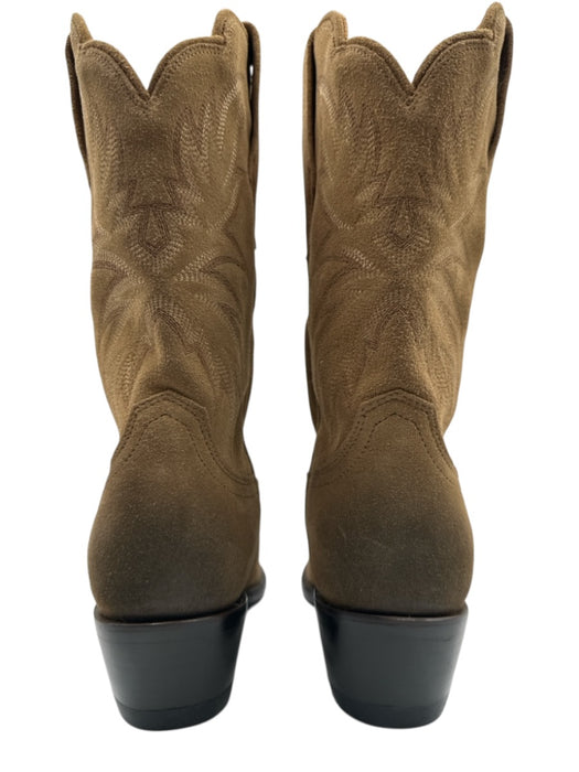 Tecovas Shoe Size 6.5 Tan Suede Pointed Toe Embroidered Cow Boy Boots Tan / 6.5