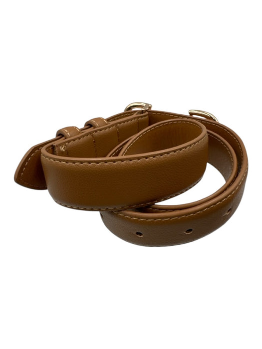 The Noli Shop Tan Brown Vegan Leather Horsebit Detail Gold Tone Buckle Belts Tan Brown / XS/S