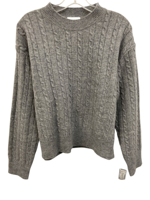 CAARA Size XS Gray Wool Cable Knit Ribbed Hem Pullover Sweater Gray / XS