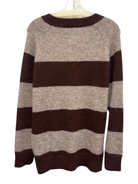 CAARA Size XS Brown & Beige Polyester & Wool Blend Knit Striped Pullover Sweater Brown & Beige / XS
