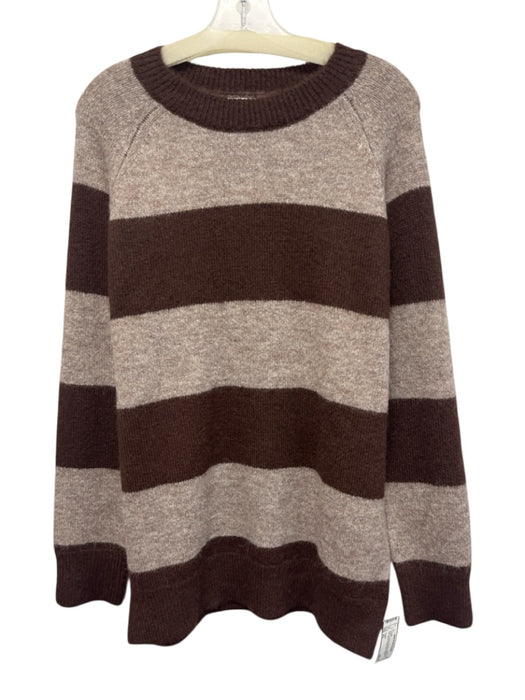 CAARA Size XS Brown & Beige Polyester & Wool Blend Knit Striped Pullover Sweater Brown & Beige / XS