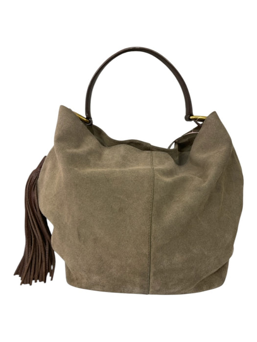 Hobo Taupe Suede Zip Close Shoulder Bag Gold Hardware Bag Taupe / M